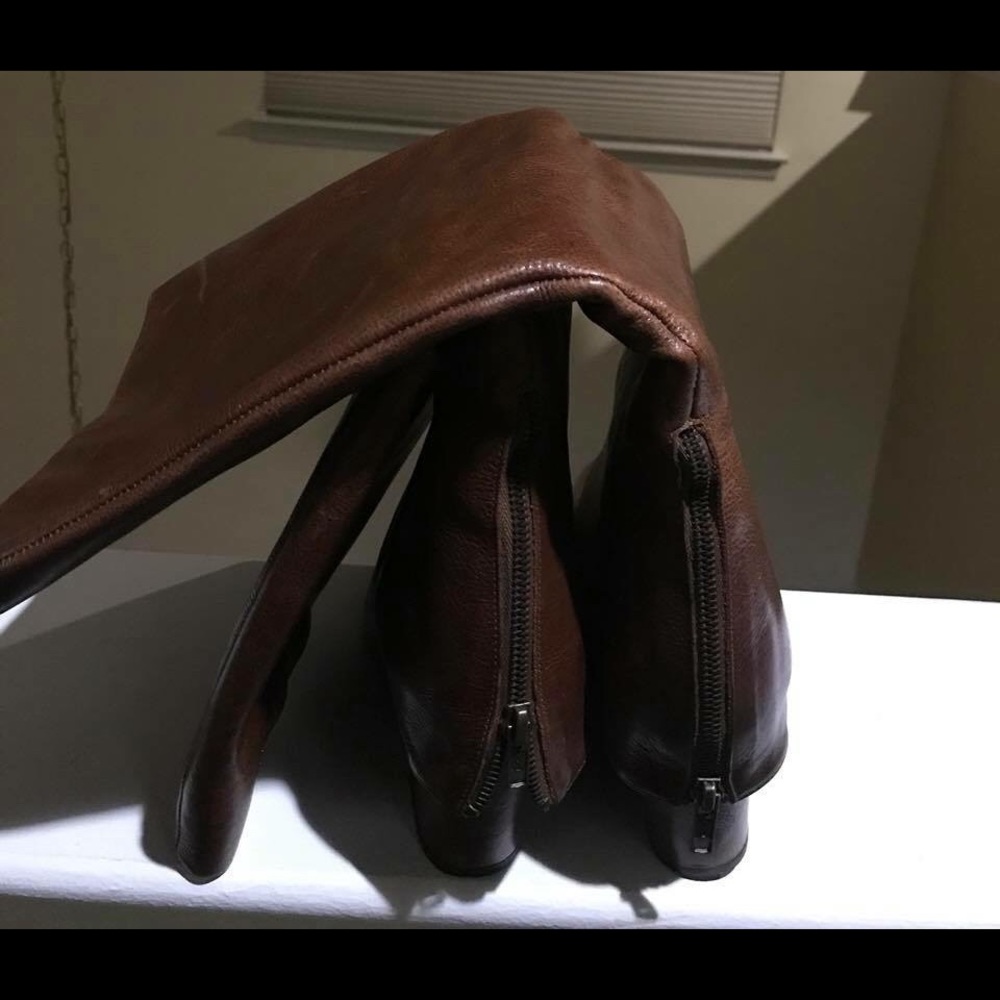 Steve Madden Cognac Leather Wedge Heel Boot